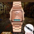 SKMEI 1220 Alloy Case 30M Waterproof Luminous Business Classic Quartz Digital Dual Display Watch.