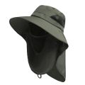 Outdoor Hat Scarf Breathable Neck Protective Wide Brim Unisex Windproof Fixed Strap Fishing Camping Cycling Fisherman Hat Scarf. 