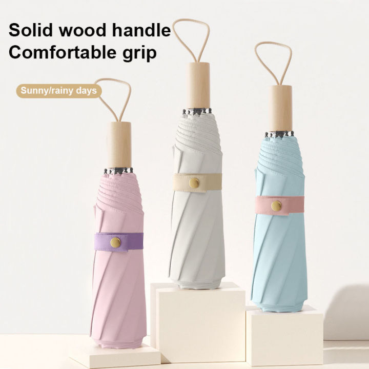 New%20Style%20Wooden%20Handle%20Color%20Glue%20Umbrella%20Women%20Girl%20Kids%203%20Folding%20Sunscreen%20Sunproof%20Waterproof%20Anti-ultraviolet%20Umbrellas%20-%20Image%202