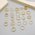 22Pcs/set Boho Women Ring Set Butterfly Pearl Adjustable Opening Ring Cross Design Fashion Jewelry Women Girl Trendy Finger Decoration.