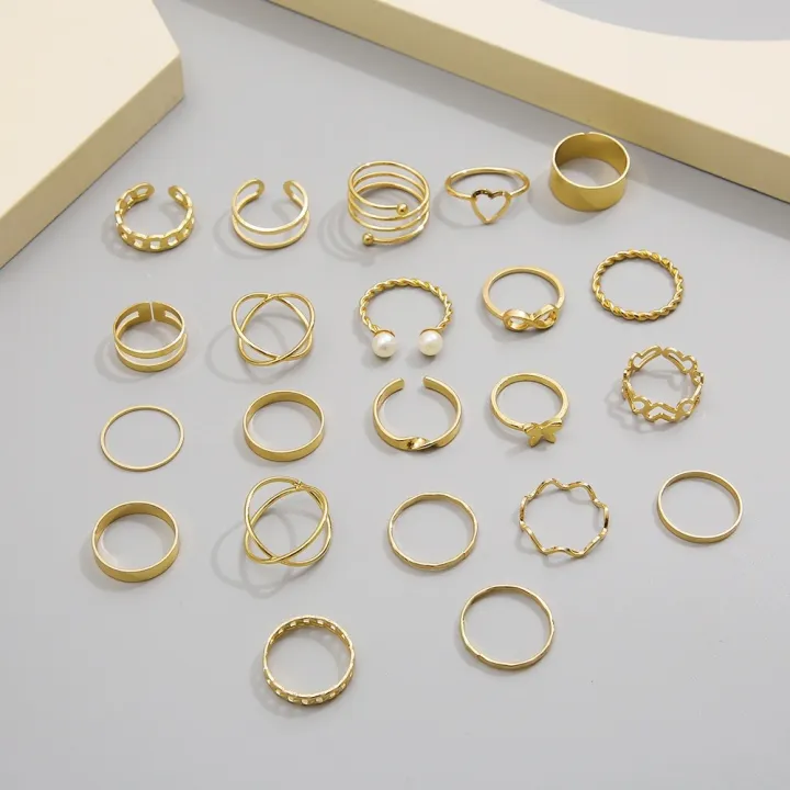 22Pcs/set%20Boho%20Women%20Ring%20Set%20Butterfly%20Pearl%20Adjustable%20Opening%20Ring%20Cross%20Design%20Fashion%20Jewelry%20Women%20Girl%20Trendy%20Finger%20Decoration%20-%20Image%203