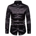 Mens Silk Shirt Long Sleeve Formal High Quality Collar Shirts White Button Open Casual Men'S Satin Shirts - Formal Shirt For Men.