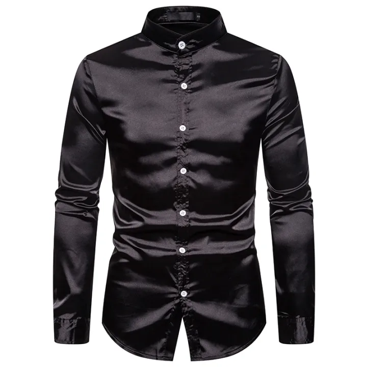 Mens%20Silk%20Shirt%20Long%20Sleeve%20Formal%20High%20Quality%20Collar%20Shirts%20White%20Button%20Open%20Casual%20Men'S%20Satin%20Shirts%20-%20Formal%20Shirt%20For%20Men%20-%20Image%202