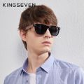 KINGSEVEN New Black Walnut Sunglasses Wood Polarized Sunglasses Men's Glasses Handmade UV400 Protection Eyewear Retro Wooden Box.