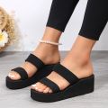 【Trending】 Wedge Heel Thick Sole Ladies Sandals High Heels Sandals Summer Casual Women Shoes Beach Flip Flops Solid Slides Women Slippers. 