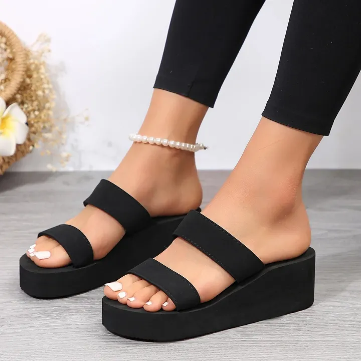 Wedge%20Heel%20Thick%20Sole%20Ladies%20Sandals%20High%20Heels%20Sandals%20Summer%20Casual%20Women%20Shoes%20Beach%20Flip%20Flops%20Solid%20Slides%20Women%20Slippers%20-%20Image%202