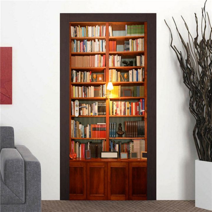 3D%20Vintage%20Bookshelf%20Door%20Stickers%20Library%20Bookcase%20Home%20Bedroom%20Wallpaper%20Decal%20Removable%20Waterproof%20Self%20Adhesive%20Poster%20Mural%20-%20Image%202