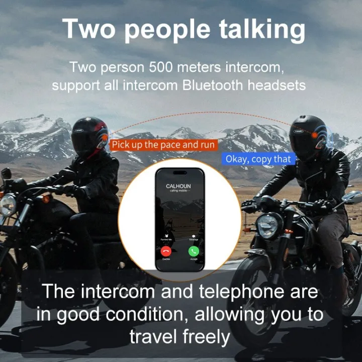 Y80%202X%20Motorcycle%20Bluetooth%205.3%20Helmet%20Intercom%20Headset%20Hands%20Free%20Call%20Wireless%20Waterproof%201000mAh%20Noise%20Reduction%20Earphones%20-%20Image%204