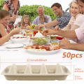 50Pcs Taco Plates Reusable 3 Compartments Taco Serving Plates Stackable Taco Tray Holder No Mess Taco Plates Keeps Your Tacos.