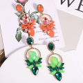 Carat Stud Earrings Shining Multicolor Rhinestones Leaves Lady Drop Earrings. 