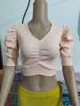 Cotton Half Body short Sleeve Crop Tops Blouse for Women. 