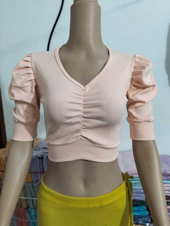 Cotton%20Half%20Body%20short%20Sleeve%20Crop%20Tops%20Blouse%20for%20Women%20-%20Image%209