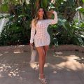 2022 Bikini Cover-ups White Crochet Tunic Knitted Summer Beach Dress Women Beach Wear Swim Suit Y2K Bodycon Cover Up. 