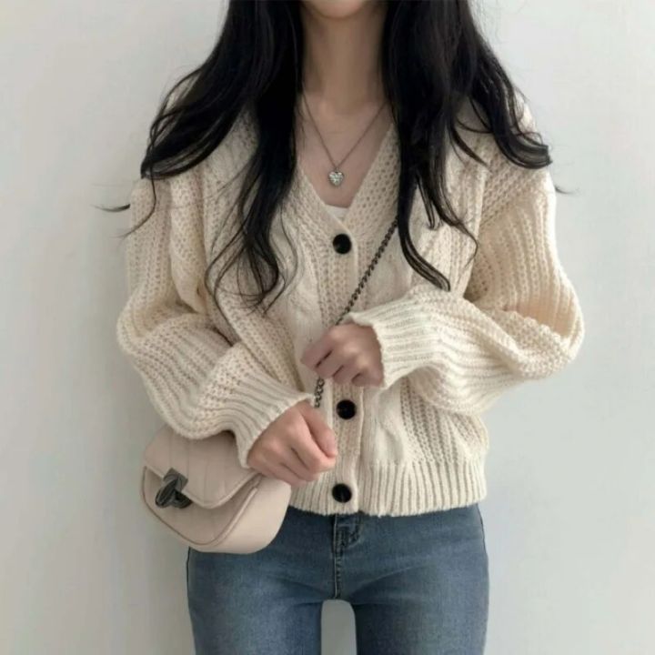Button%20Front%20Cable%20Knit%20Cardigan%20Women's%20Vintage%20Long%20Sleeve%20Sweater%20Jacket%20Ladies%20Korean%20Fashion%20Autumn%20Winter%20Knitwear%20-%20Image%202