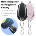 Type-"C" Mini Keychain Power Bank Portable Emergency Phone Charger.