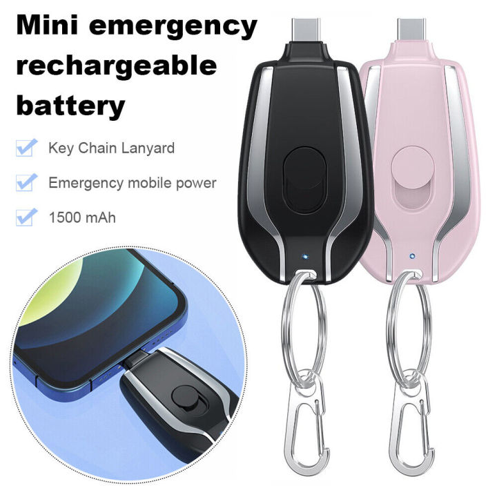 Type-"C" Mini Keychain Power Bank Portable Emergency Phone Charger