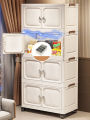 Stackable Storage Bins with Lids with Doors Wheels Foldable Organization Box Storage Cabinet for Living Room Bedroom Office ﻿. 