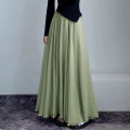 Ladies Qualityful Elastic High Waist Maxi Skirts Ruffle Pleated Skirts Casual Monochromatic Overskirts. 