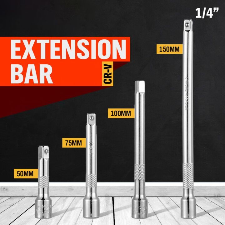 Hand Tool Wrench Long Shaft Improved Extender 1/4" Shank Drive Ratchet Socket Extension Bar