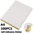 A4 Self Adhesive Sticker Paper Glossy White Blank Sticker Paper - 100 Sheets. 