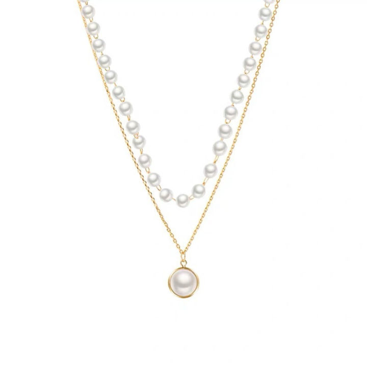 Korean%20Fashion%20Pearl%20Choker%20Necklace%20Women%20Cute%20Girl%20Gold%20Double%20Layer%20Chain%20Pearl%20Pendant%20Necklace%20Fairy%20Simple%20Clavicle%20Chain%20Jewelry%20Gift%20-%20Image%208