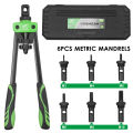 Hand Rivet Nut Tool Riveting Tool Rivet Nut Setter with 6 Metric Mandrels of and Molded Carrying Case.