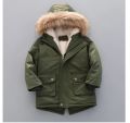 Boys Jacket 2-14 Years Old Resist The Severe Cold Heavy Thick Plus Velvet High Quality Long Hooded Coat For Kids Windbreaker.