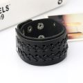 Jessingshow 2021 Fashion Vintage Handmade Weave X Letter cow Leather Bracelet Men Charm Cuff Wristband Wide Leather Bracelet. 