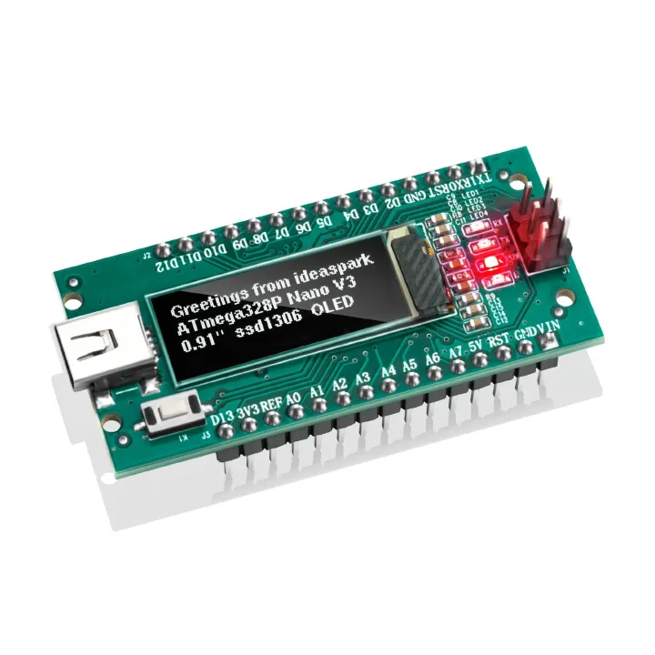 Nano V3.0,Nano Board ATmega328P CH340 Built-in 0.91'' OLED Display 128x32 SSD1306 IIC I2C Compatible for Arduino Nano V3.0