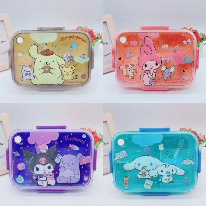 Sanrio Hello Kitty Kawaii Cinnamoroll Separate Lunch Boxes Plastic Kuromi Melody Bento Box Fruit Salad Box Child Tableware