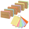 JDXHLAU 600 Pcs Index Cards with Ring, 3 X 4 Inch Colored A7 Colorful Flash Cards with Ring Underline Study Cards.