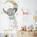 Cartoon Stars Garland Sticker Home Living Room Decor Vinyl Wall Sticker Little Girl Moon DIY Kids Door Mural Wallpaper.