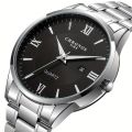 CHRONOS Men's Business Leisure Quartz Watch Minimalist Fashion Calendar Analog Stainless Steel Wrist Watch.