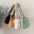 Fashion Drawstring Shoulder Bag Portable Casual Lightweight Corduroy Handbag Bucket Bag for Daily Use Streetwear Women's Accessories Fashionable Outings Essentials Carrier. 