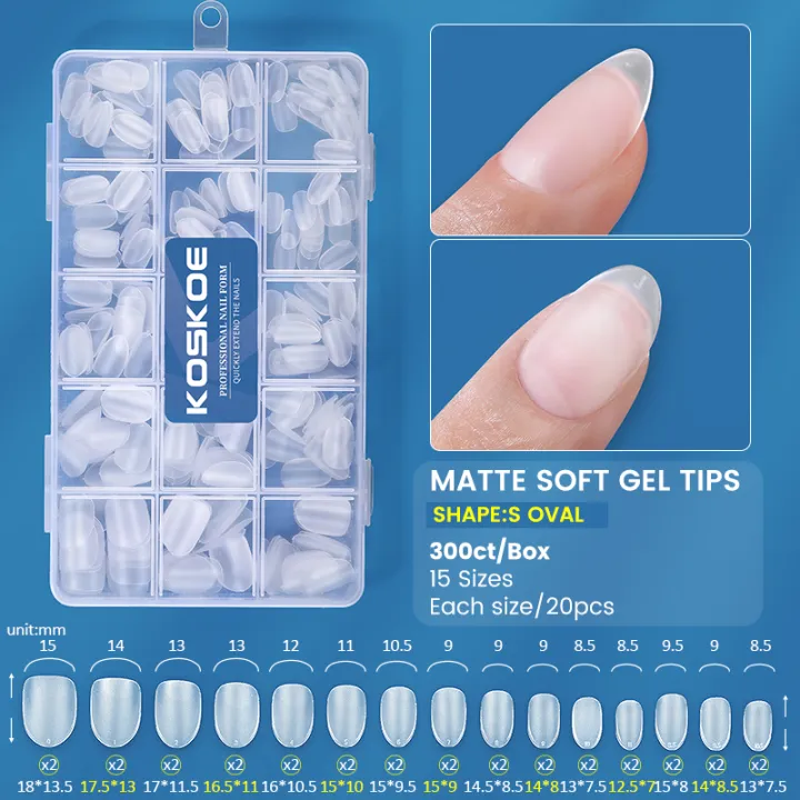 KOSKOE%20300pcs%20Matte%20Soft%20Gel%20Tips%20Press%20on%20False%20Nails%20Nails%20Full%20Cover%20Short%20Almond%20Oval%20Coffin%20Square%20For%20Nail%20Extension%20-%20Image%207