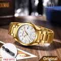 CRRJU 5006 High Quality Quartz Luminous Stainless Steel Watch For Men - Golden White Color. 