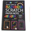 3X 19x26Cm Large Magic Color Rainbow Scratch Paper Note Book Black Diy Drawing Toys Scraping Painting Kid Doodle. 