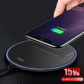 15W 10W Wireless Charger Pad Metal Glass Mirror For Samsung S20 S21 Ultra Note 10Plus S9 S8 Huawei Mobile Phone Wireless Charger.