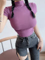 Pure Color Half Collar Short Sleeve T T-shirt Women's Summer Hot Girl Style Slim Bottoming Shirt Korean Style chic Chic Top.