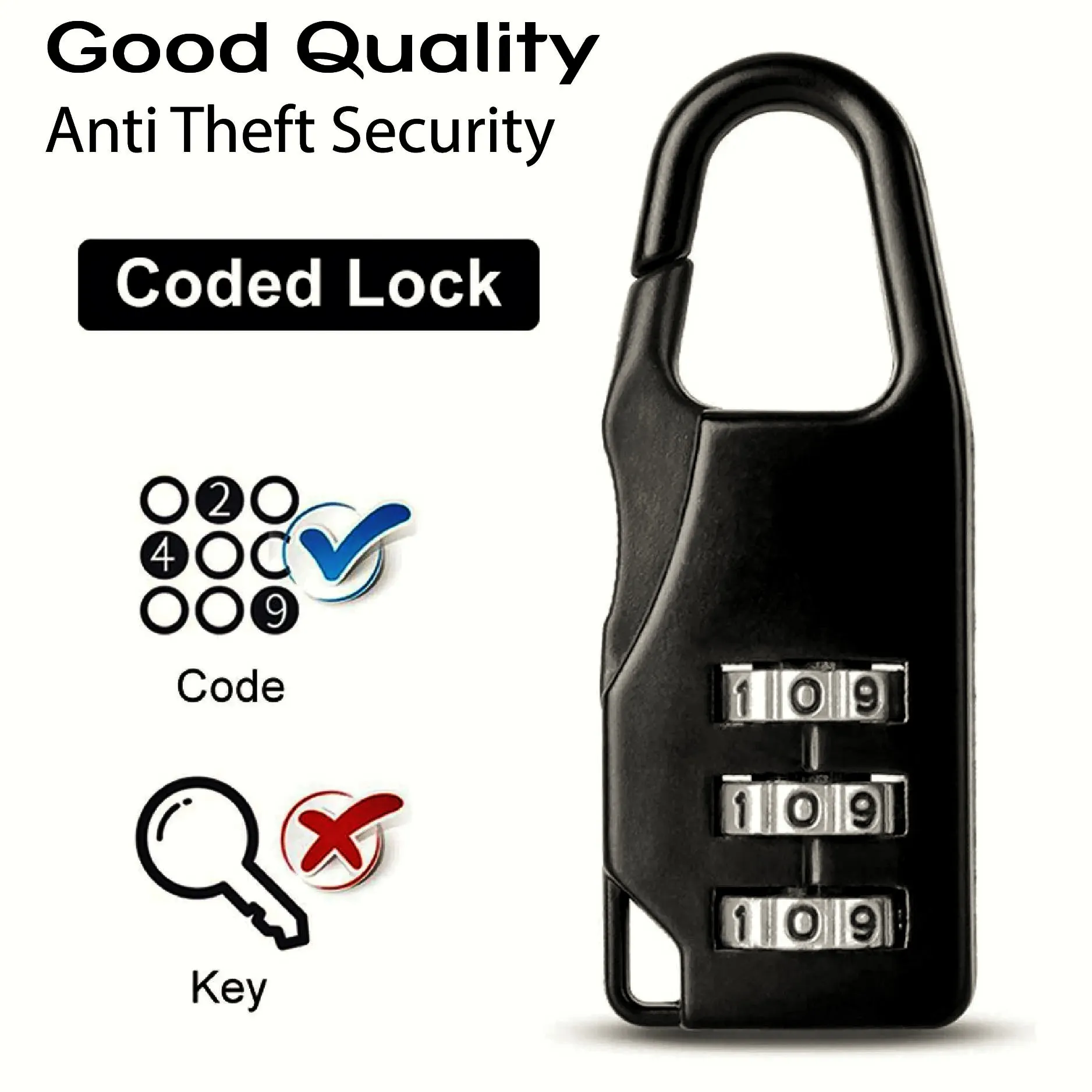 Lock 1 Coded Lock Bag Luggage Travel Anti-theft Password Security Box ...