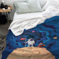 Cartoon Astronaut Blanket For Kids Space Fleece Bedspread  Bed Throw Blanket Flannel Machine Washing Baby Blanket Winter Boy. 