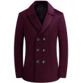 New Men Winter Wool Coat British Style Double Breasted Trench Coat Men Brand Solid Color Woolen Pea Coat Male Overcoat. 