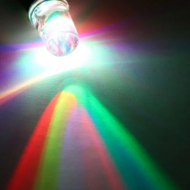 50pcs Blinking 5mm RGB LED Diodes, Multi Color Changing Super Bright Light Emitting with 2 Pin Clear Round Lens