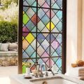 Decals Frosted Stained Glass Window Sticker Vintage Translucent Stained Glass Window Film Anti UV PVC Rainbow Glass Decals Stickers Bedroom. 