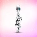 Disney Princess Aladdin Magic Carpet Dangle Charm Jasmine Dress Pendant for Moment Snake Bracelet Jewellery Silver Plated Bead. 
