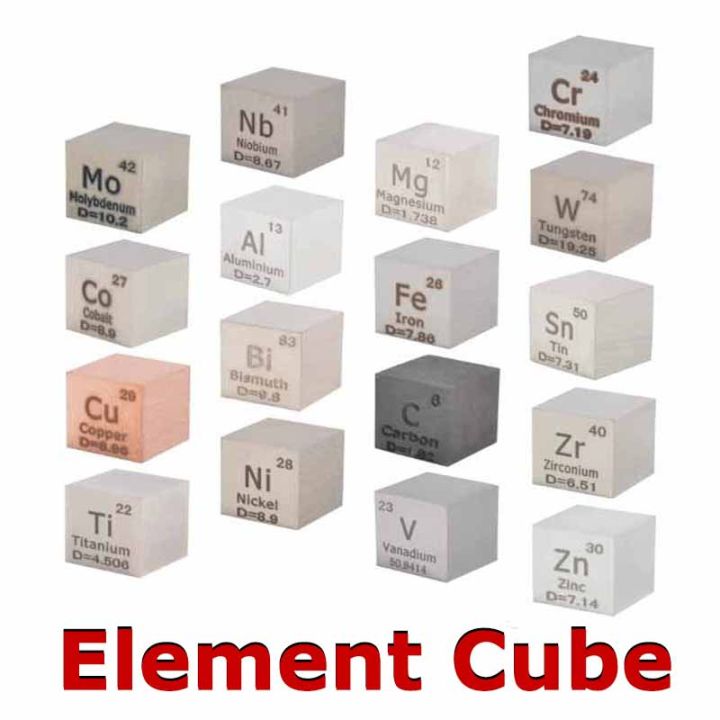 10mm Element Cube Tungsten Cobalt Nickel Copper Zinc Niobium Molybdenum Tin Bismuth Titanium Iron Metal Collector