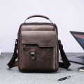 Vintage PU Men Handbag Leather Crossbody Bags Mens Multi-pocket Men Shoulder Bag Zipper Solid Waterproof for Travel Business. 