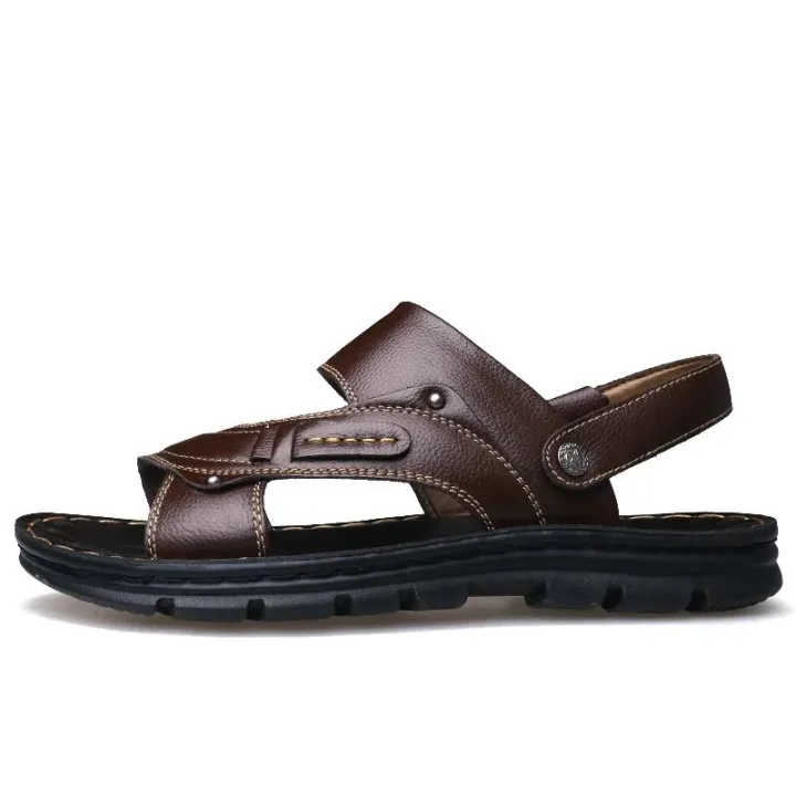 2021Men's%20Summer%20New%20Leather%20Sandals%20Men's%20Casual%20Beach%20Shoes%20Non-slip%20Slippers%20Two%20Sandals%20Men%20Sandals%20Leather%20Men%20Sandal%20Shoes%20-%20Image%205