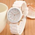 Dual Time Display Quartz Watch Casual Round Pointer Analog Wristwatch With Rubber Band For Women Men Teens Students. 