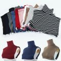 Womens Muslim Modal Turtleneck Collar Islamic Hijab Extensions Solid Color Mock Neck Cover Half Top Blouse Detachable Hijab.